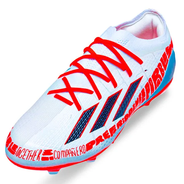 adidas Jr. X Speedportal Messi.1 Firm Ground Soccer Cleats (White/Solar Red)