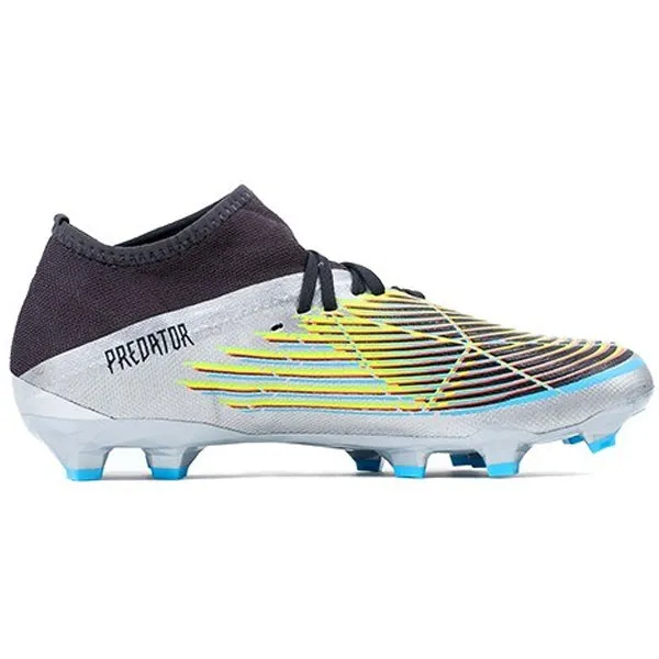 adidas Predator Edge.3 Firm Ground Adult Soccer Cleats (Silver Metallic/Core Black/Team Solar Green)