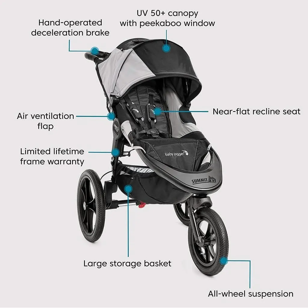 Baby Jogger Summit X3 Jogging Stroller, Black / Gray