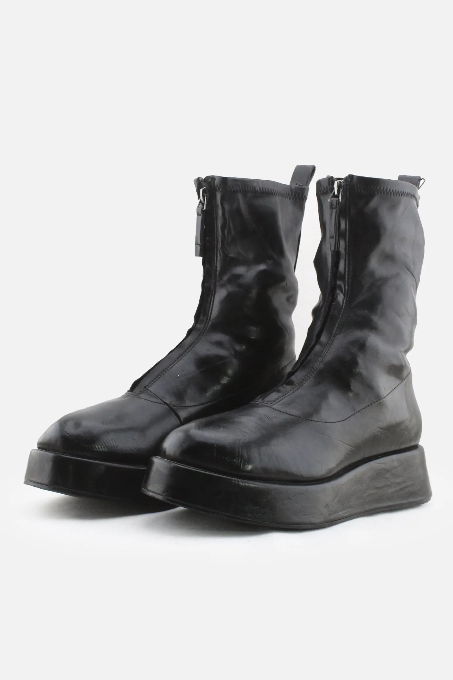 Bershka Zipper Wedges Boots | 100% Synthetic Leather