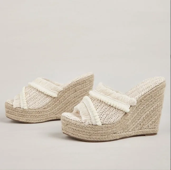 Boho Fringe Platform Wedges