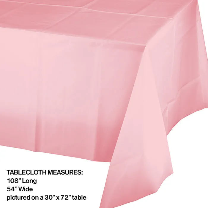 Bulk Classic Pink Plastic Table Covers (12 per Case)