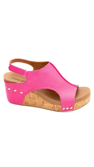 Canvas Carley Wedges by Corky's - Hot Pink