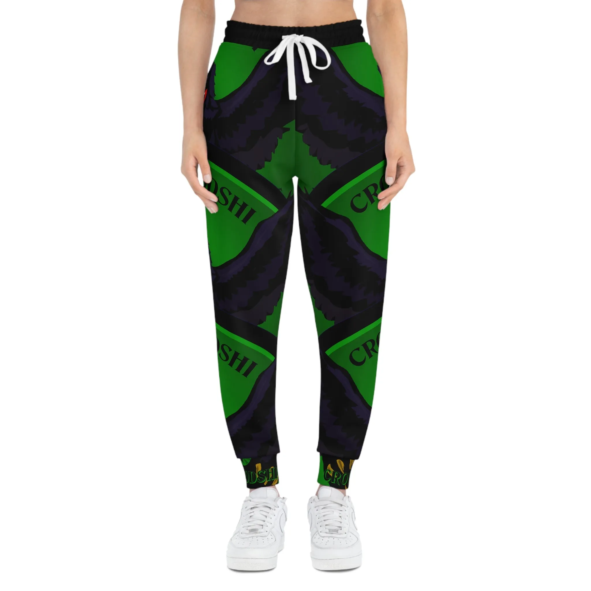 Crowgodshi 3rd GEN Athletic Joggers, GREEN LOGO