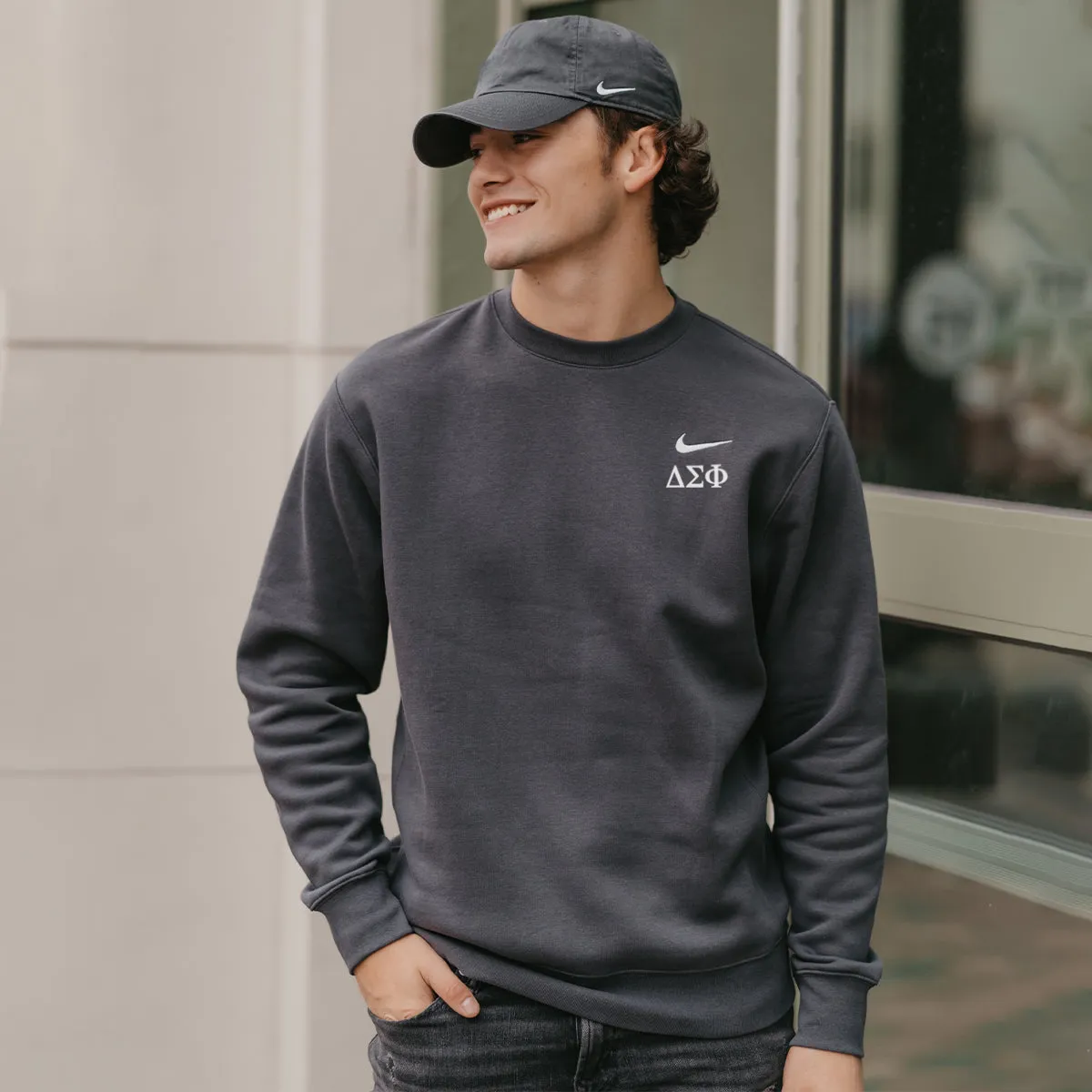 Delta Sig Nike Embroidered Crewneck