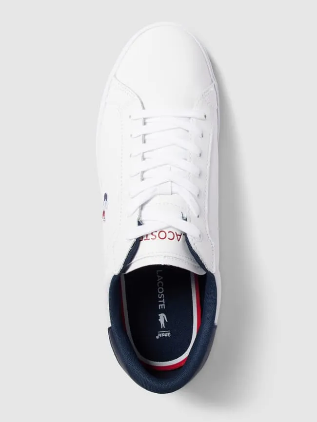 Leather sneakers with label, model POWERCOURT Lacoste, white