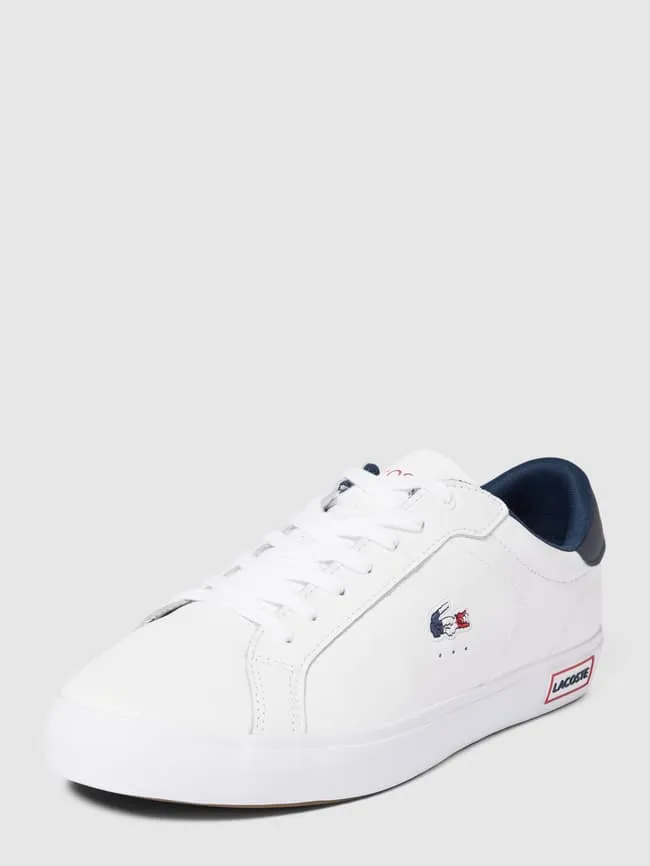 Leather sneakers with label, model POWERCOURT Lacoste, white