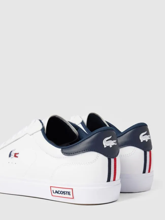 Leather sneakers with label, model POWERCOURT Lacoste, white