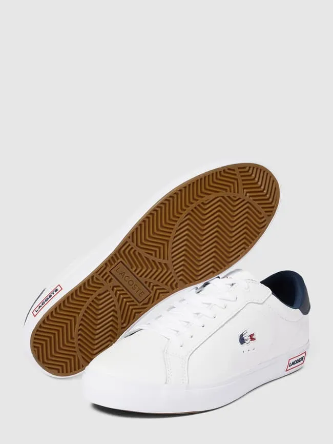 Leather sneakers with label, model POWERCOURT Lacoste, white