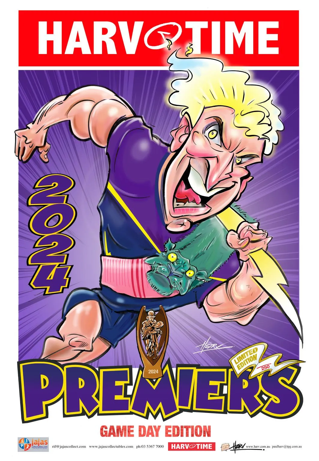 Melbourne Storm 2024 NRL Premiership Poster, GAME DAY, Harv Time