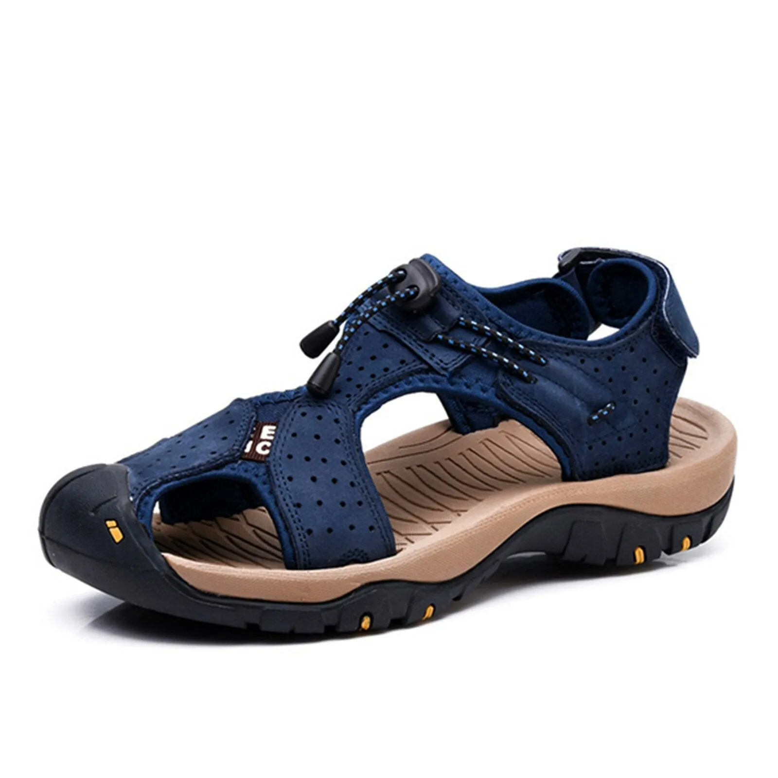 Men Leather Sandals Hiking Hiking Shoes Outdoor Trekking Sandals Breathable Sports Shoes Hook Loop Shoes