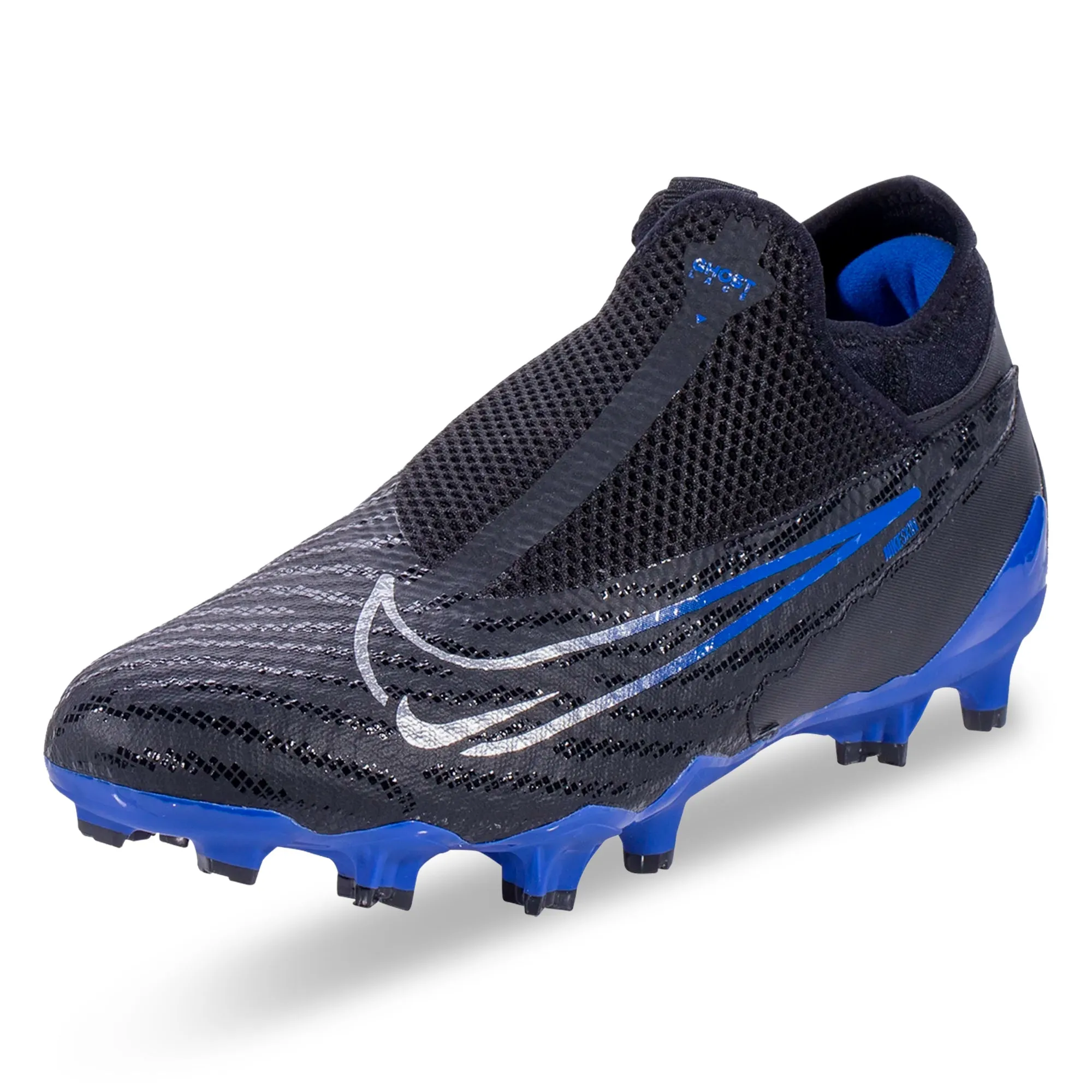 Nike Phantom GX Academy DF FG/MG Soccer Cleats (Black/Chrome-Hyper Royal)