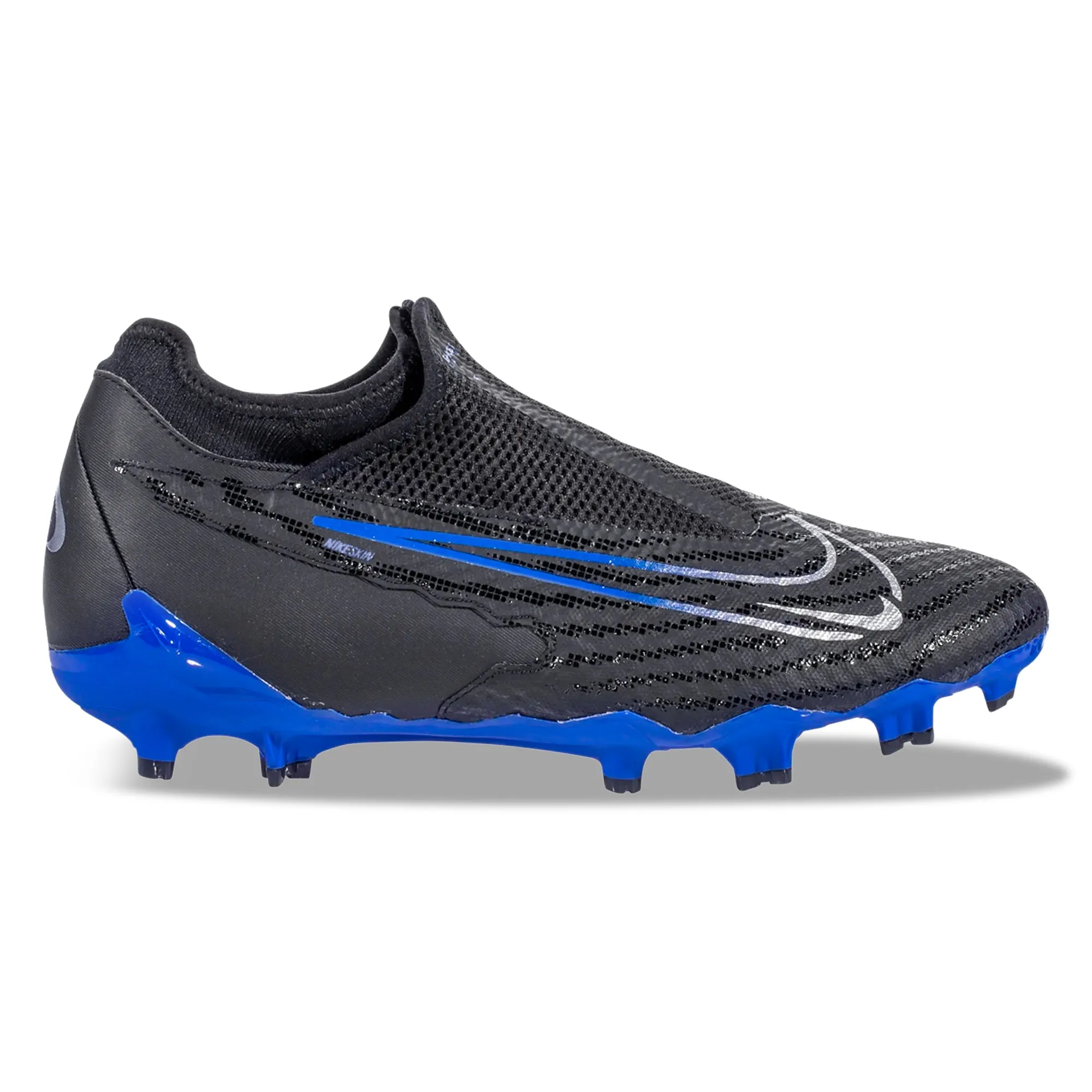 Nike Phantom GX Academy DF FG/MG Soccer Cleats (Black/Chrome-Hyper Royal)