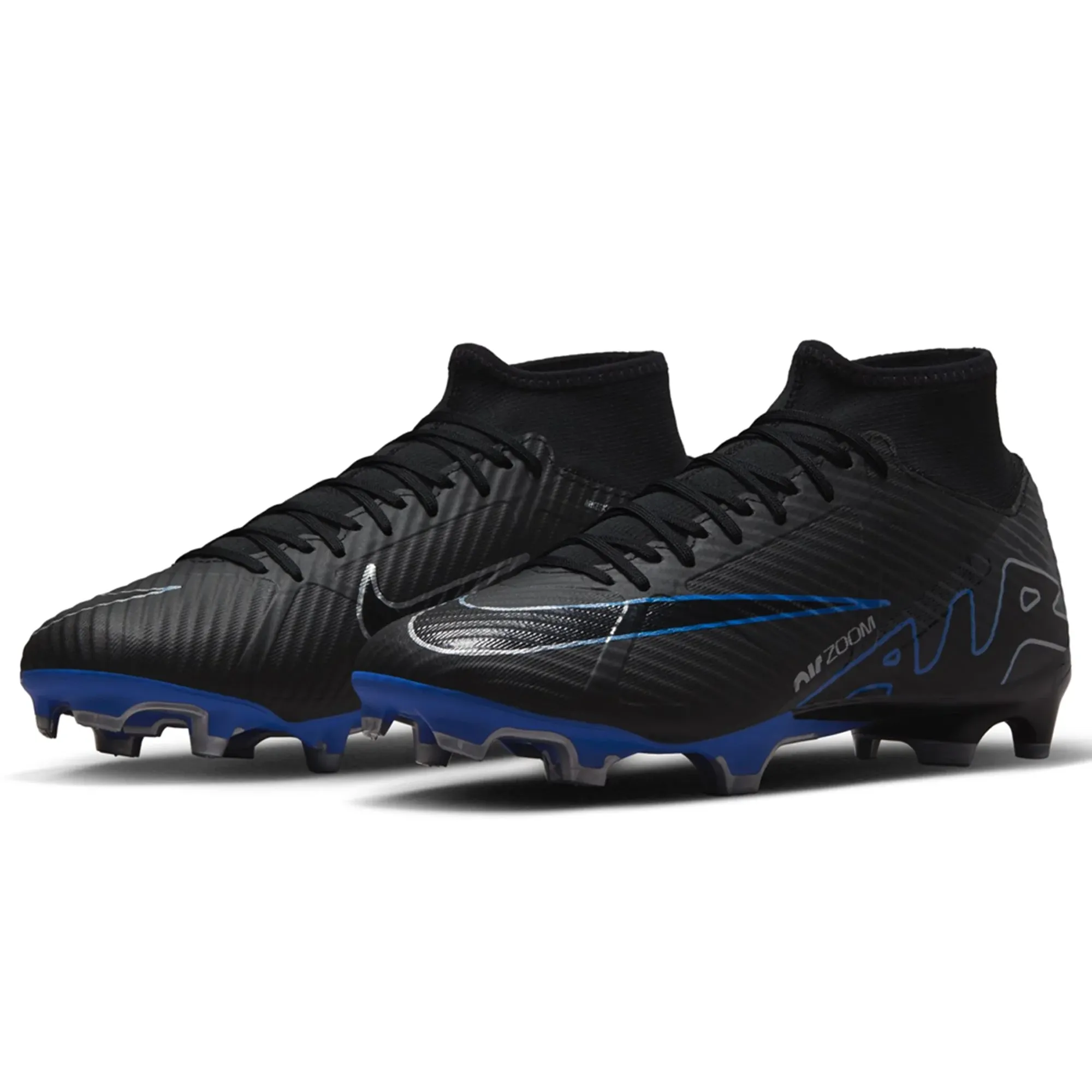 Nike Zoom Superfly 9 Academy FG/MG Soccer Cleats (Black/Chrome-Hyper Royal)