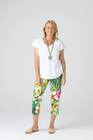 Paradise Print Stretch Cotton Capri Pants