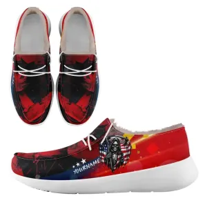 Personalized Flag Sneakers, Custom Patriotic Fur Lining Loafer Shoes, Best Gift for Vateran.FN042-24020295-9w