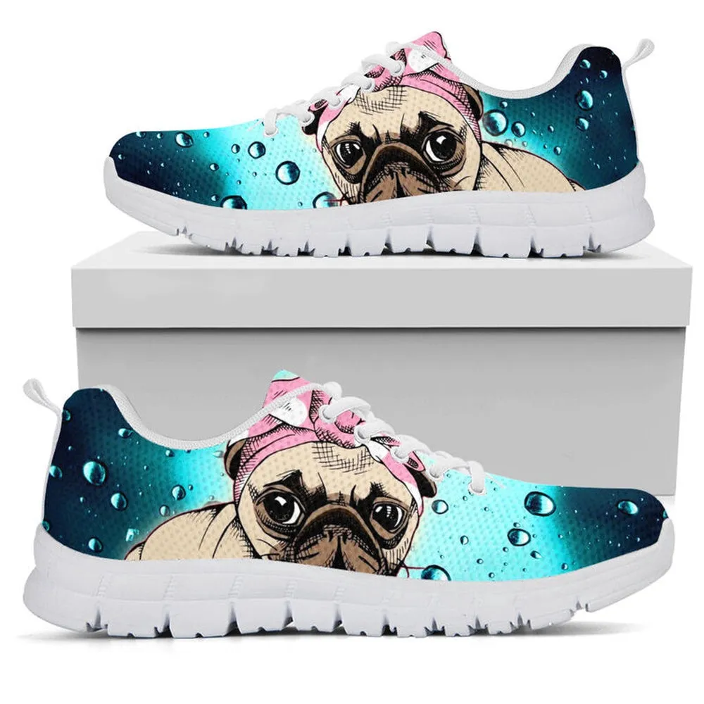 Pug Sneaker, Pug Dog Raindrop Sneaker Shoes, Pug Shoes