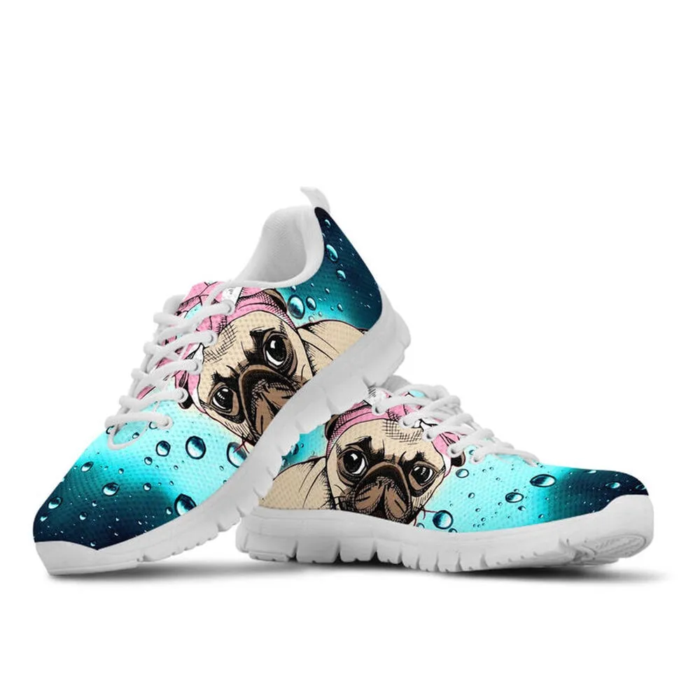 Pug Sneaker, Pug Dog Raindrop Sneaker Shoes, Pug Shoes