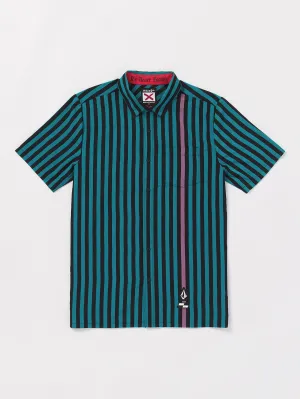 Schroff X Volcom Stripe Short Sleeve Shirt - Dusty Aqua