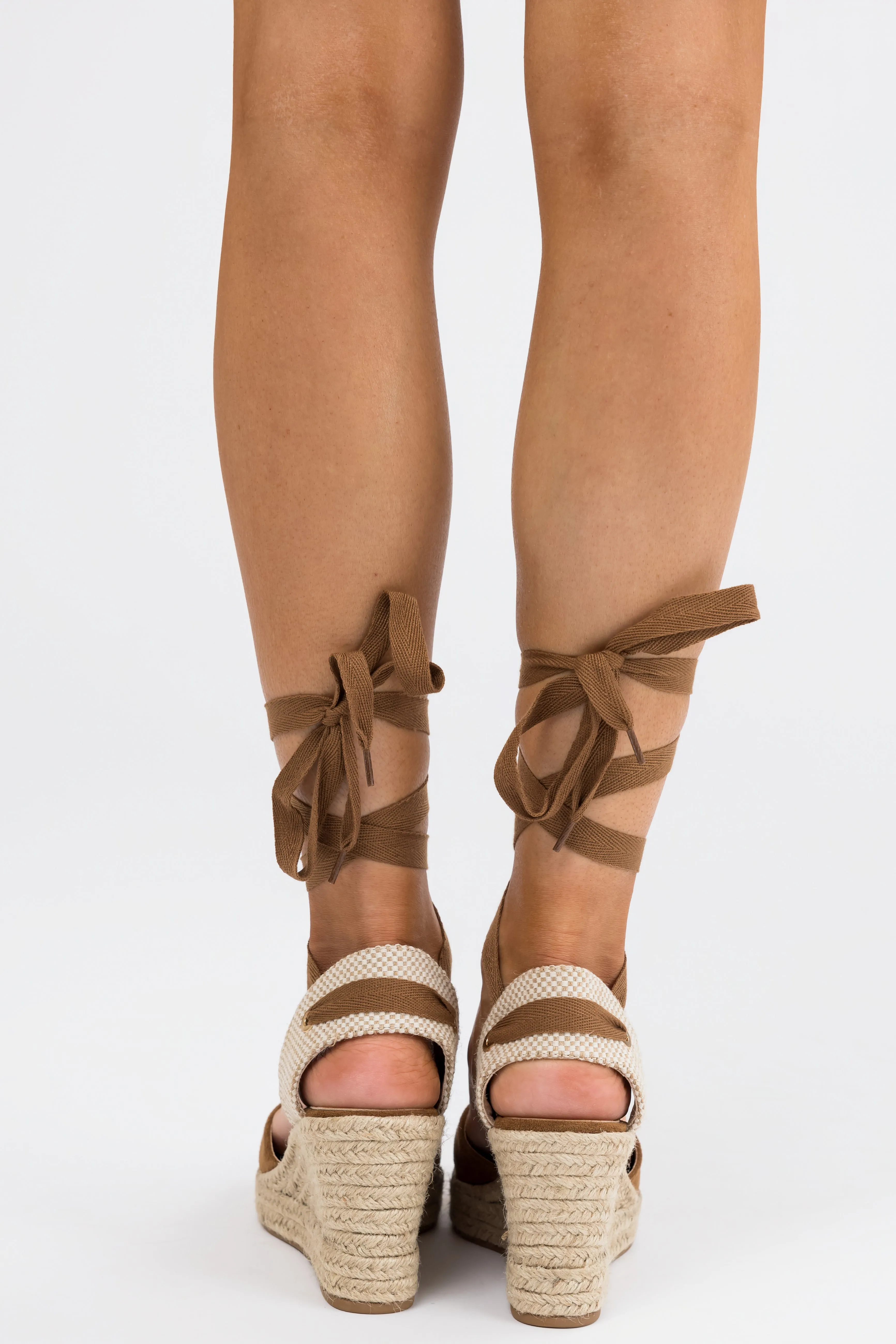 Sepia Suede Closed Toe Espadrille Wedges