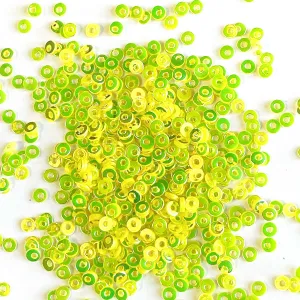 Sequins - Flat - Circle - 3mm - Yellow with Lime and Gold Lights (S12)