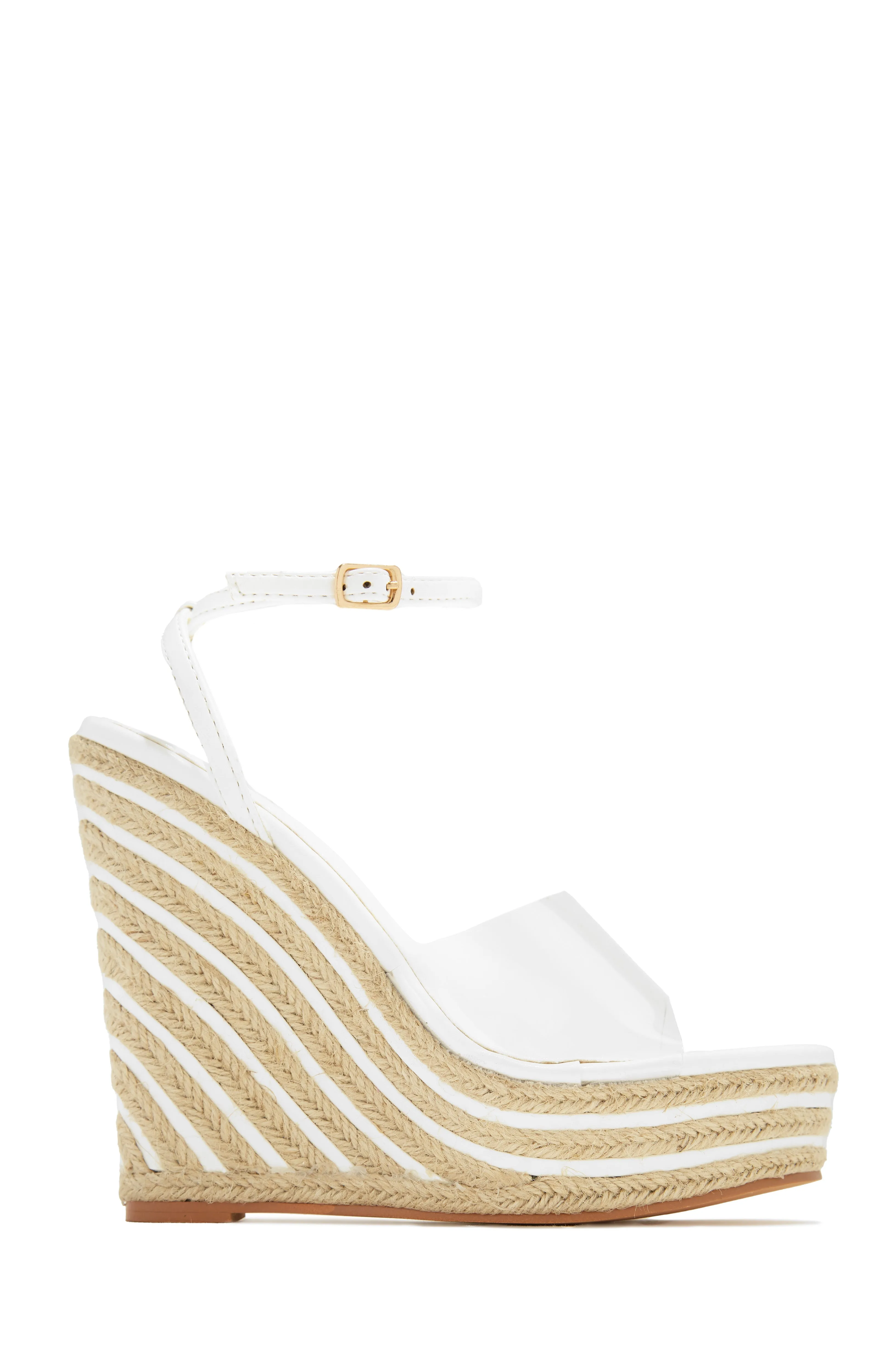 Summer Uniform Platform Espadrille Wedges - White