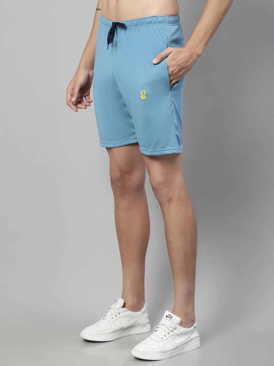 Vimal Jonney Blue Regular fit Cotton Shorts for Men