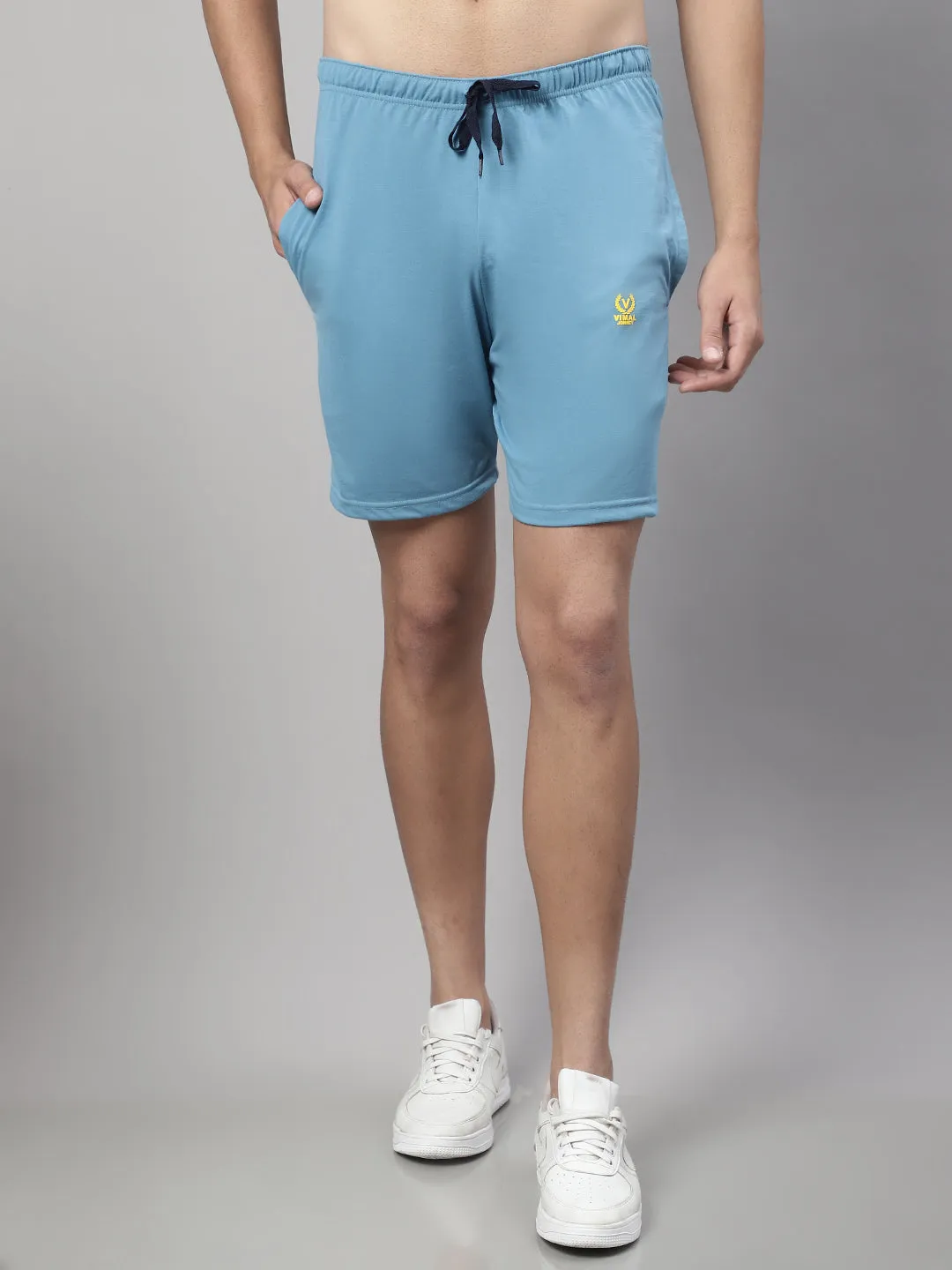 Vimal Jonney Blue Regular fit Cotton Shorts for Men