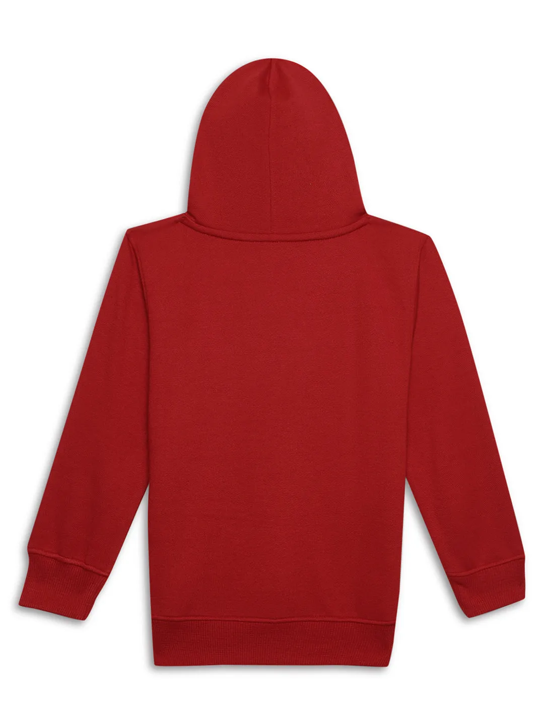 Vimal Jonney Maroon Printed Hooded Cotton Fleece Sweatshirt for Kids