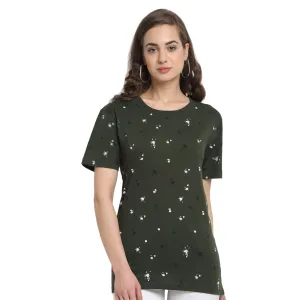 Vimal Jonney Olive Half Sleeve T-shirt For Women's