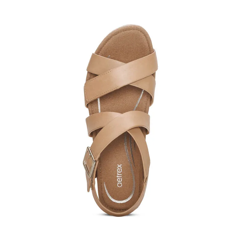 WOMEN'S AETREX ANNA ARCH SUPPORT WEDGE SANDAL | SAND