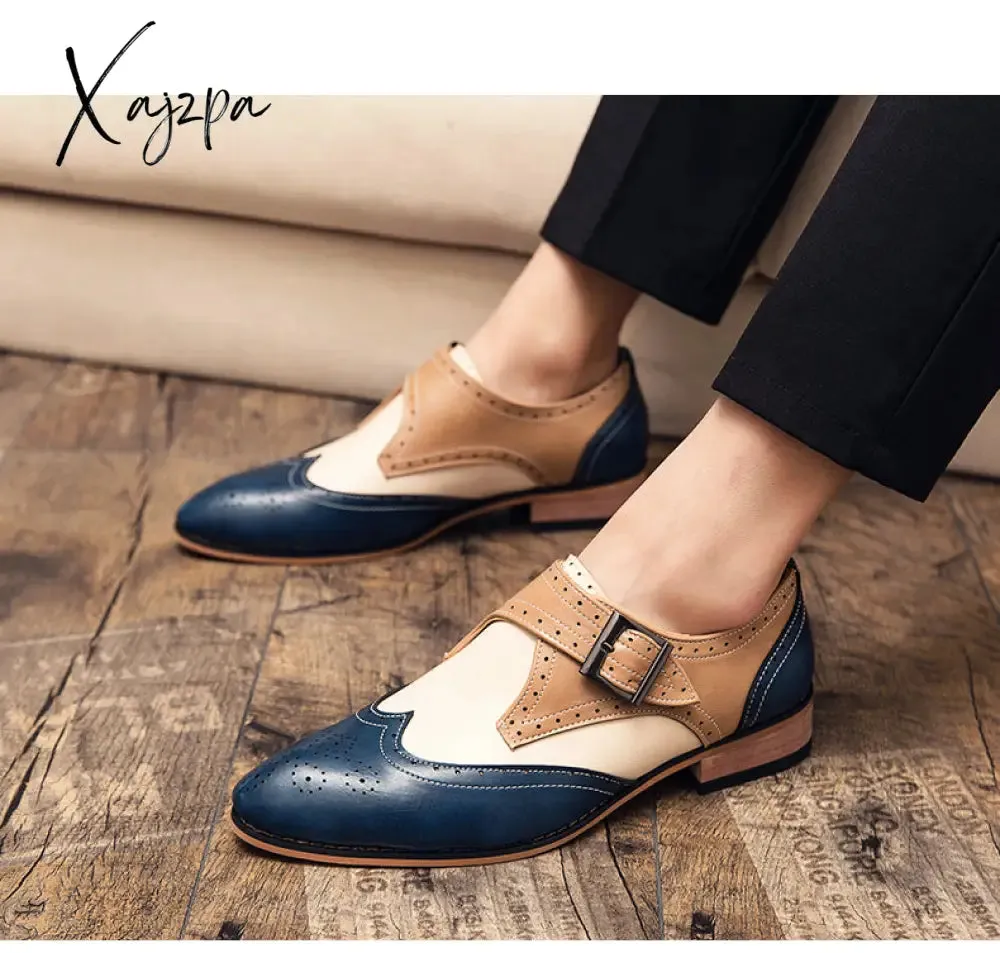 Xajzpa - Men's Dress Shoes New Fashion Pu Leather Buckle Strap Business Shoes Casual High Quality Shoes for Men Zapatos De Hombre AG008